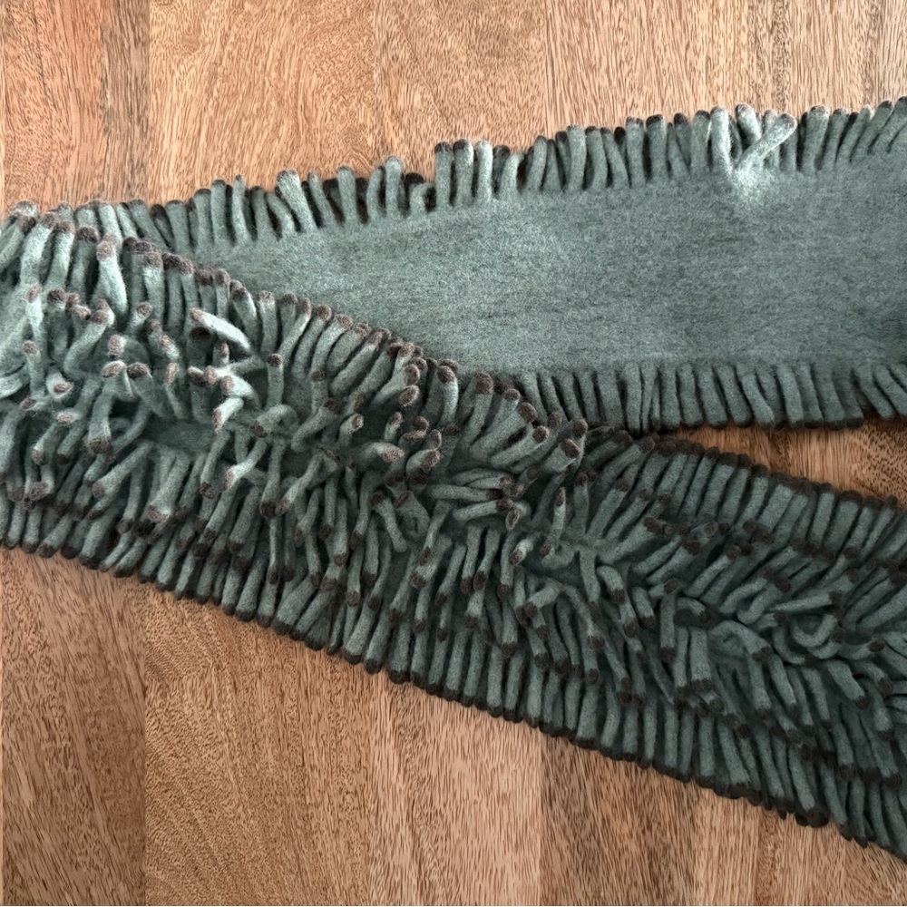 Gray/seaglass blue wool Fringe Scarf